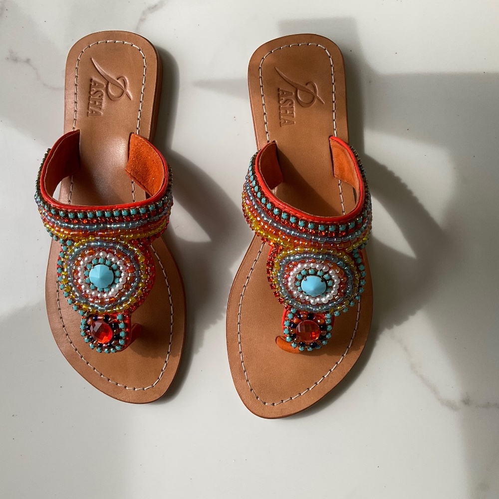 Pasha "Poro" Sandals.  Jewelry for your feet.  Size 37 (US 7)